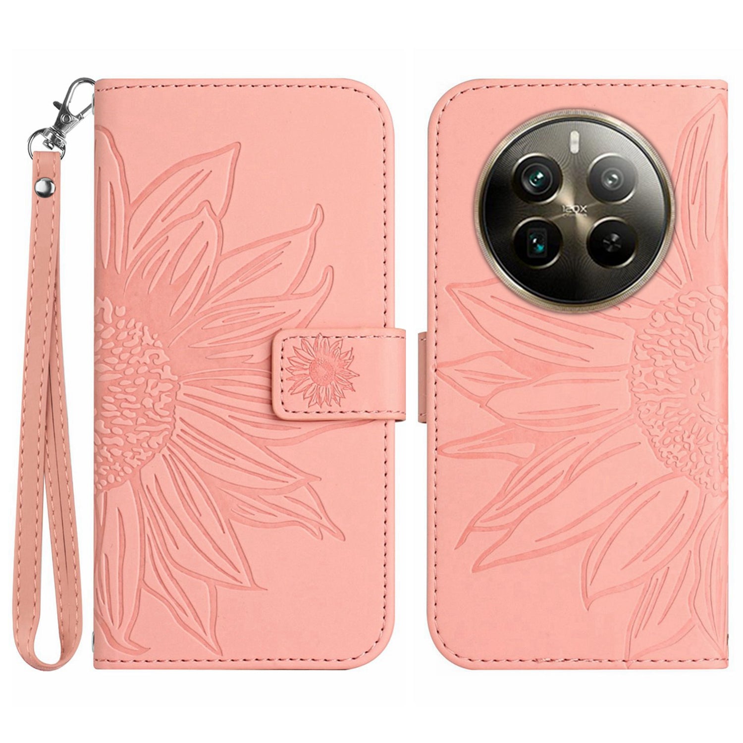 HT04 For Realme 12+ 5G Wallet Case Sunflower Leather Phone Cover with Hand Strap HT04 For Realme 12+ 5G Wallet Case Sunflower Leather Phone Cover with Hand Strap